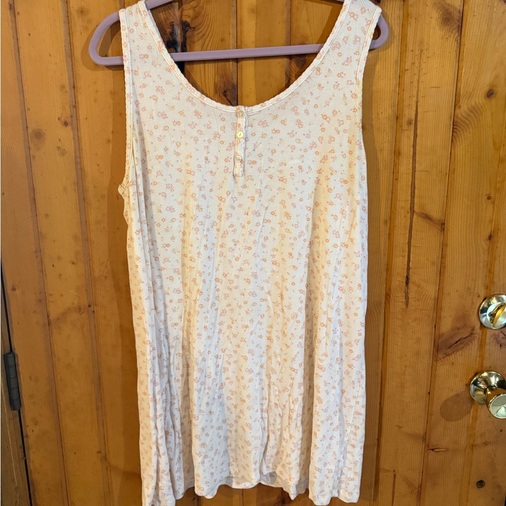 Sonoma Cream Pleated Sleeveless Tank Sleepdress